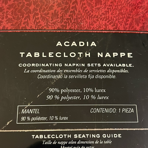 Waterford Fine Linens Acadia 70”x144” Tablecloth new Crimson red holidays - Picture 4 of 9